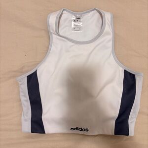 Adidas Men's White and Dark Blue Swim Top